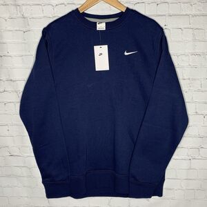 Sz L Nike Solo Swoosh Pullover Crewneck Navy Men’s 611467-410